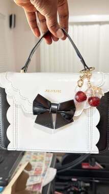 MZACRAKE Lolita Style Bowknot Satchel with Cherry Charm